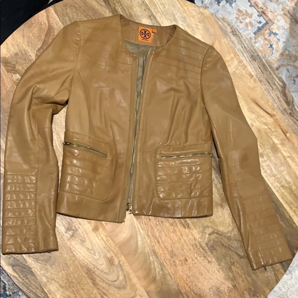 Tory Burch 100% calf leather moto jacket